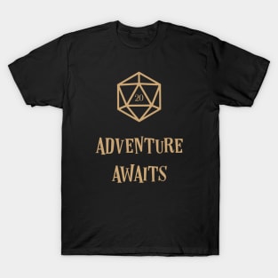 Funny Misadventure Awaits D20 Dice Tabletop RPG T-Shirt